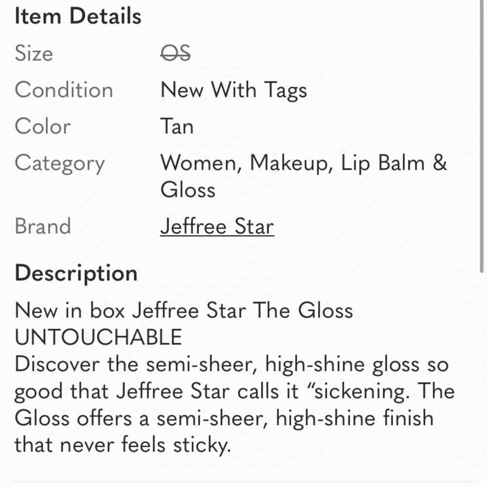 Jeffree Star Untouchable lip gloss